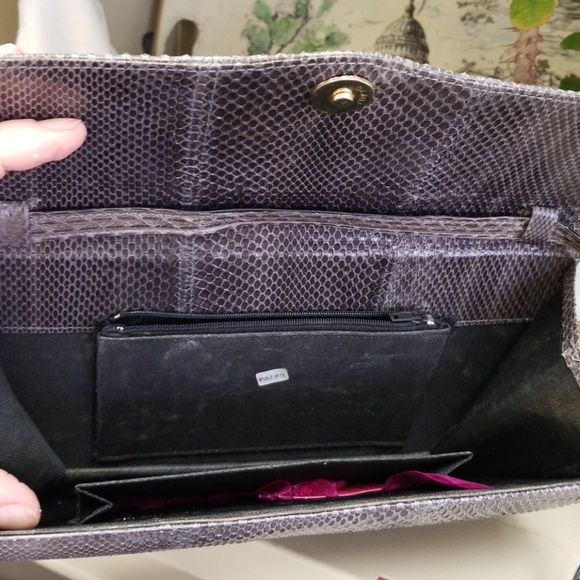 Gray python snakeskin shoulder bag vintage purse - Picture 4 of 8